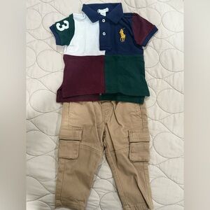 Ralph Lauren Multicolor Polo Shirt And Pants for Baby 12 M